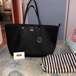 Henri Bendel black monogramed tote